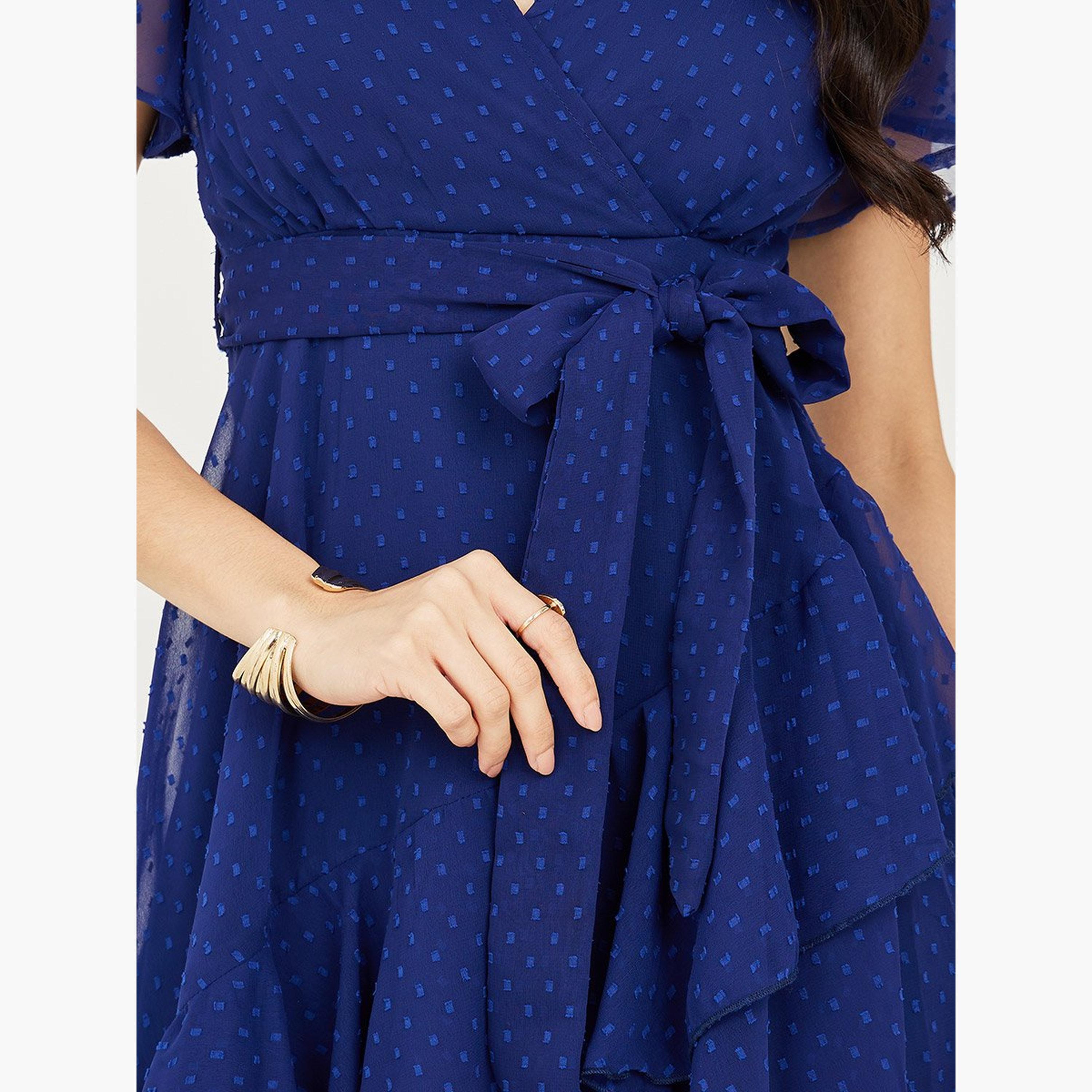 Styli Dobby Wrap Mini Dress with Frill Hem-women-clothing-dresses-image-3
