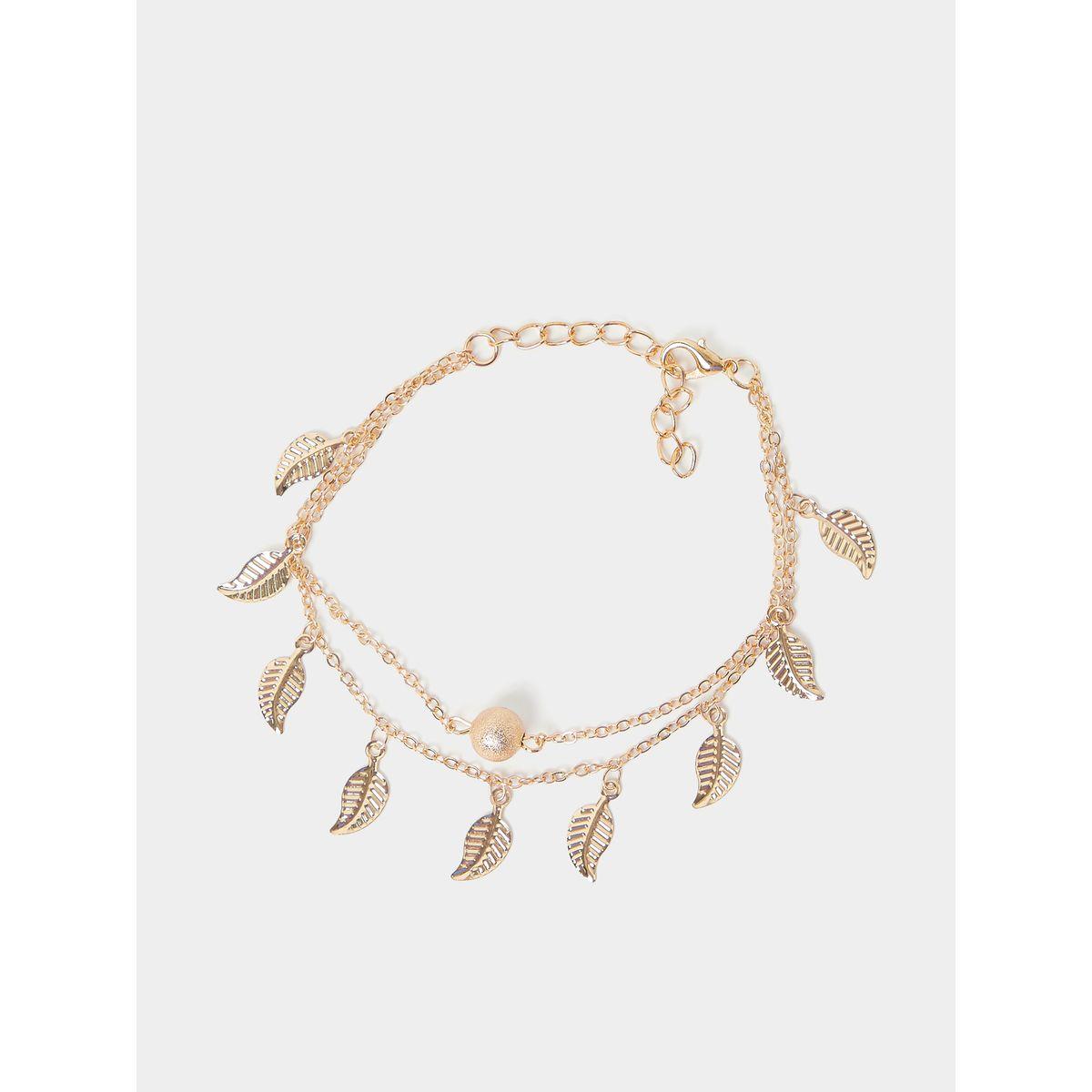 Styli Leaf Drop Layered Anklet-women-watchesandjewellery-jewellery-anklets-image-1