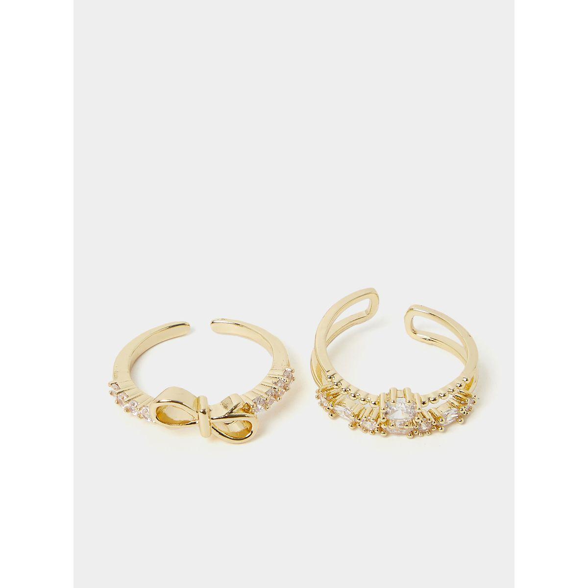 Styli Set of 2 - Ribbon Detail Embellished Rings-women-watchesandjewellery-jewellery-rings-image-1