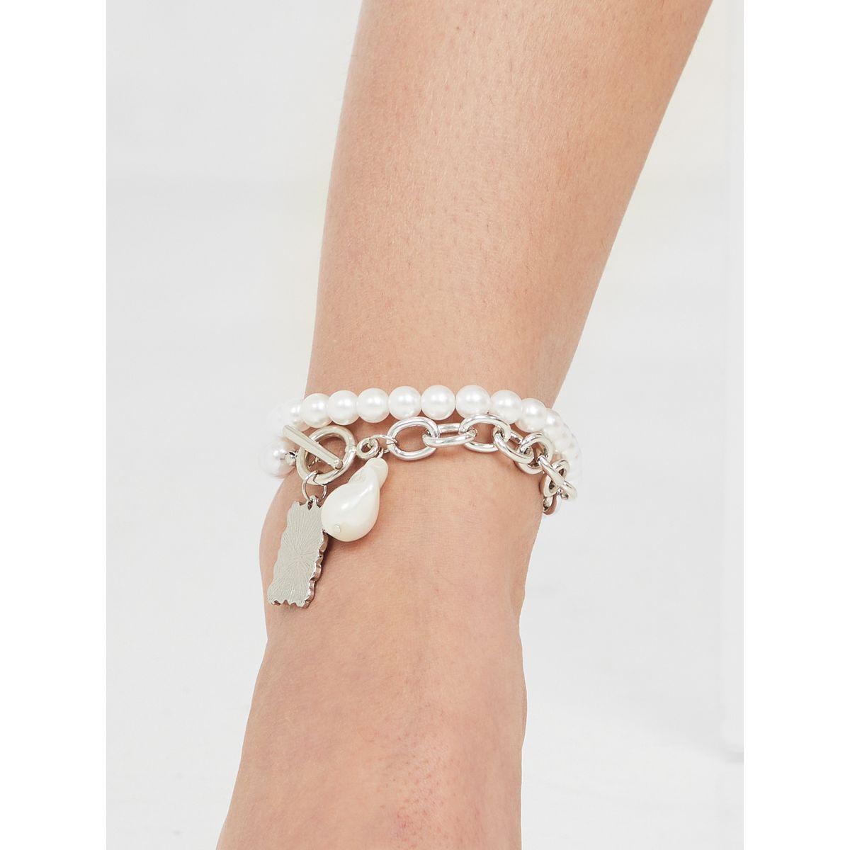 Styli Set of 2 - Faux Pearl Toggle Clasp Anklet-women-watchesandjewellery-jewellery-anklets-image-1