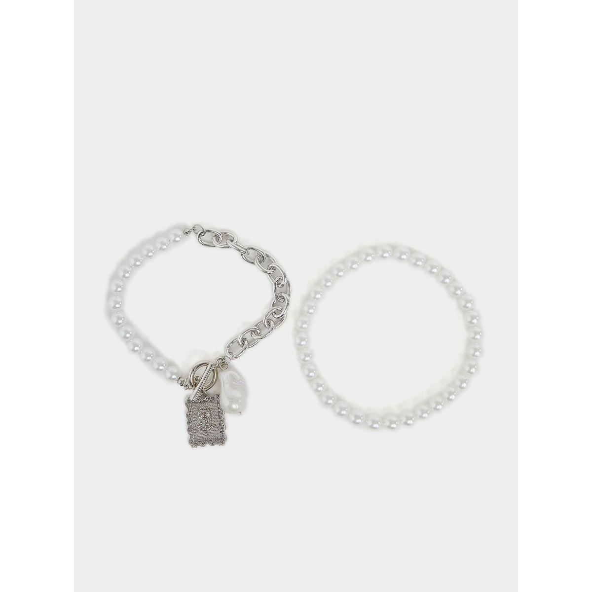 Styli Set of 2 - Faux Pearl Toggle Clasp Anklet-women-watchesandjewellery-jewellery-anklets-image-2