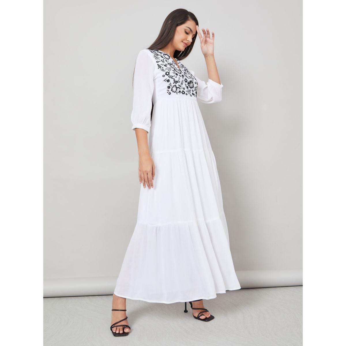 Styli Limited Embroidered Panel Viscose Tiered Maxi Dress-women-clothing-dresses-image-1