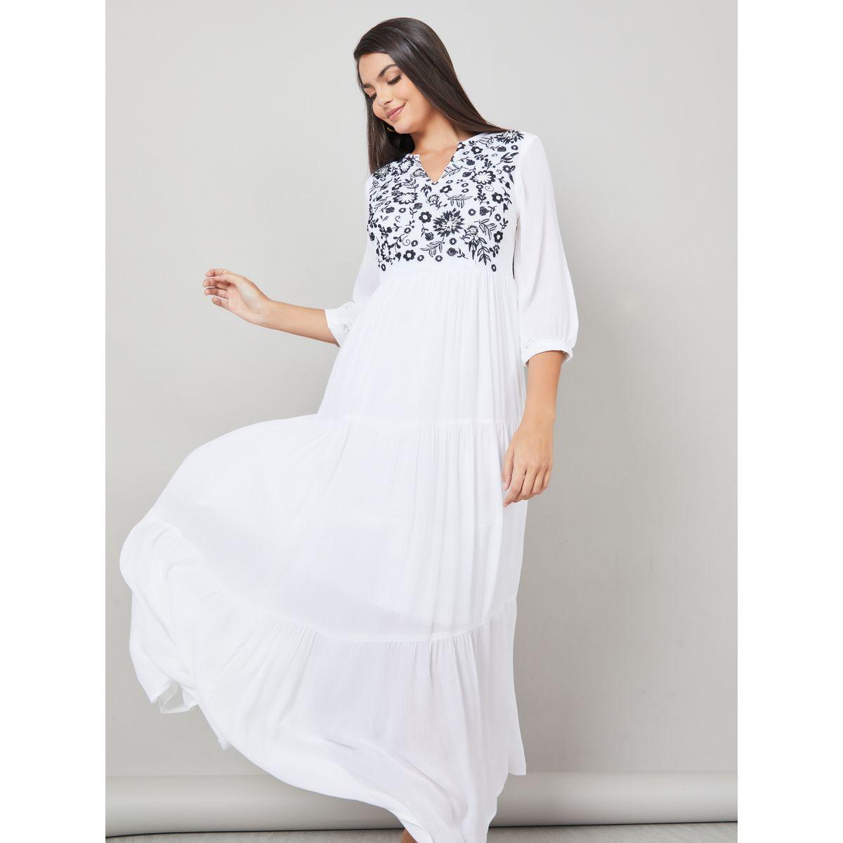 Styli Limited Embroidered Panel Viscose Tiered Maxi Dress-women-clothing-dresses-image-2