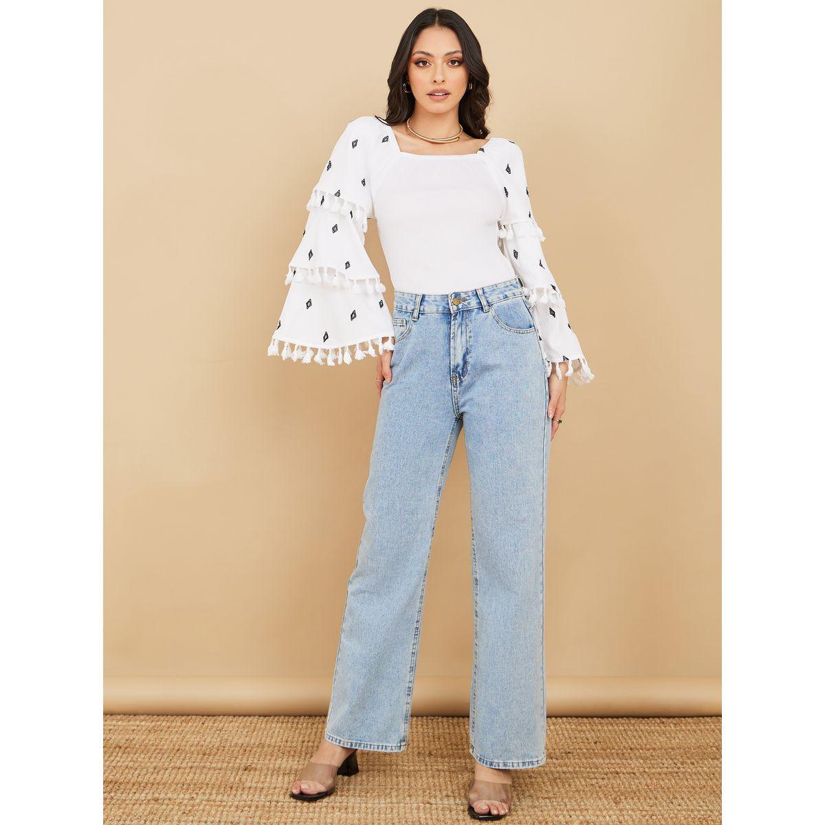 Styli Embroidered Square Neck Tiered Sleeves Top-women-clothing-shirtsandblouses-blouses-image-3