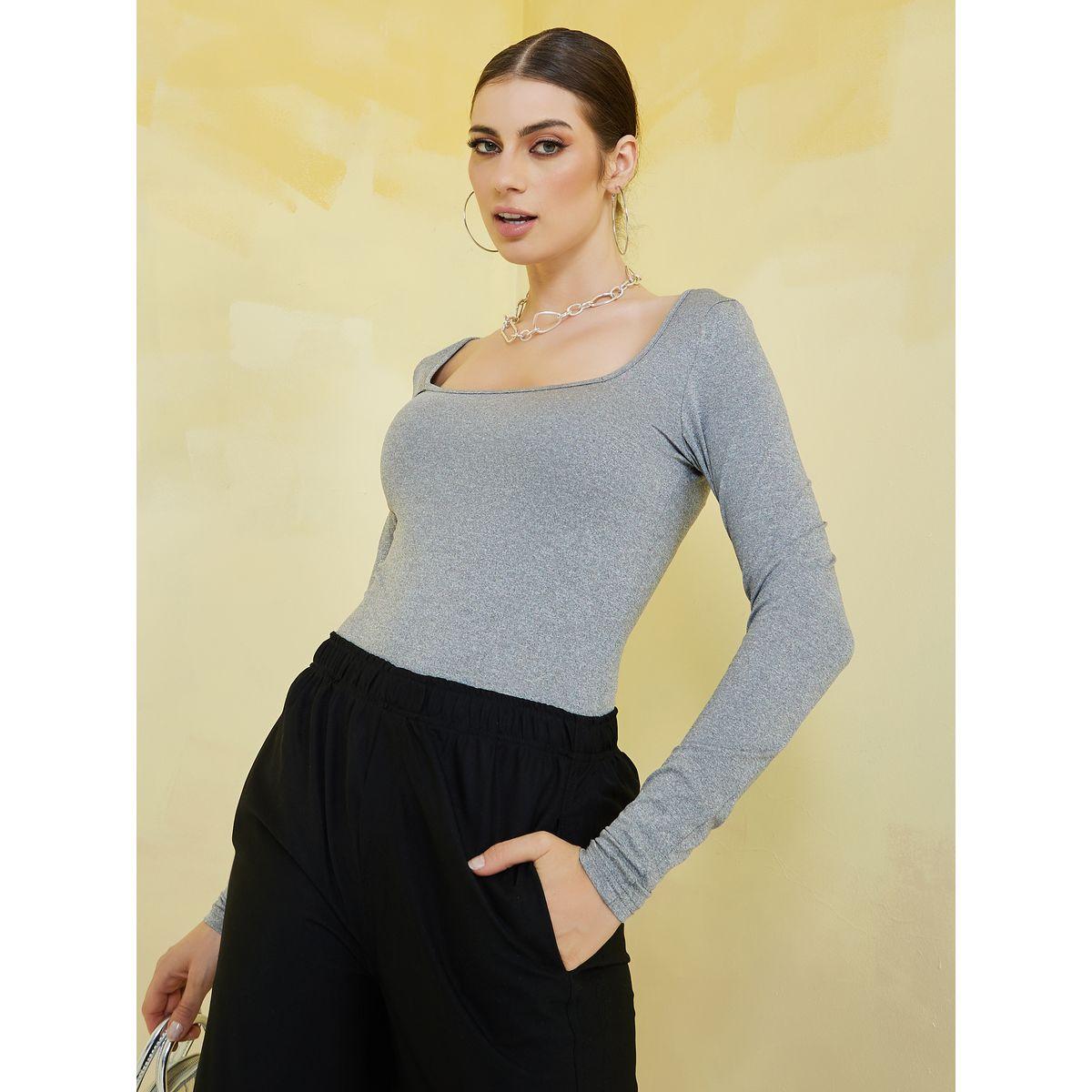 Styli Knit Jersey Square Neck Fitted Bodysuit-women-clothing-tshirts-image-1