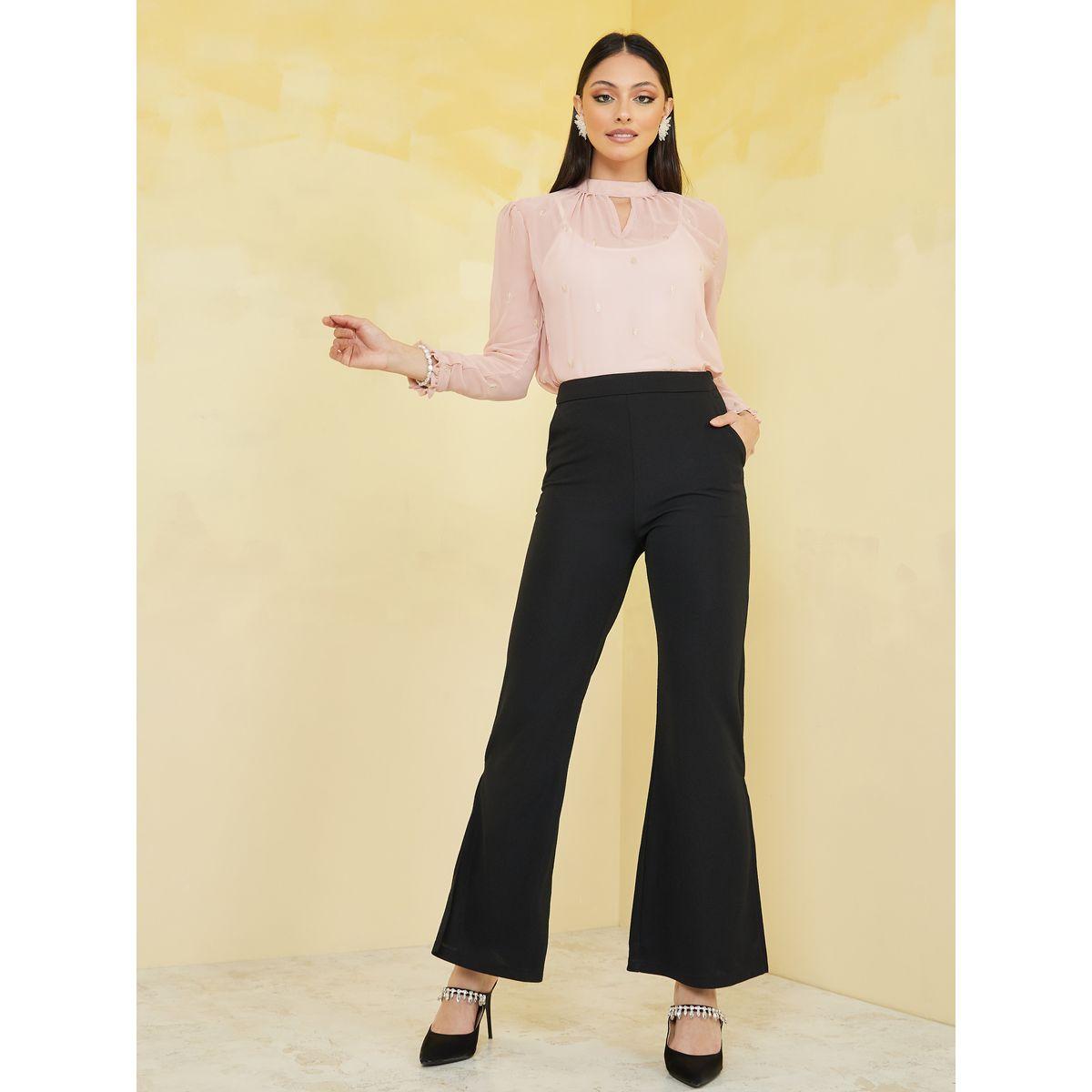 بلوزة كاجوال بياقة دائرية بشق-women-clothing-shirtsandblouses-blouses-image-2