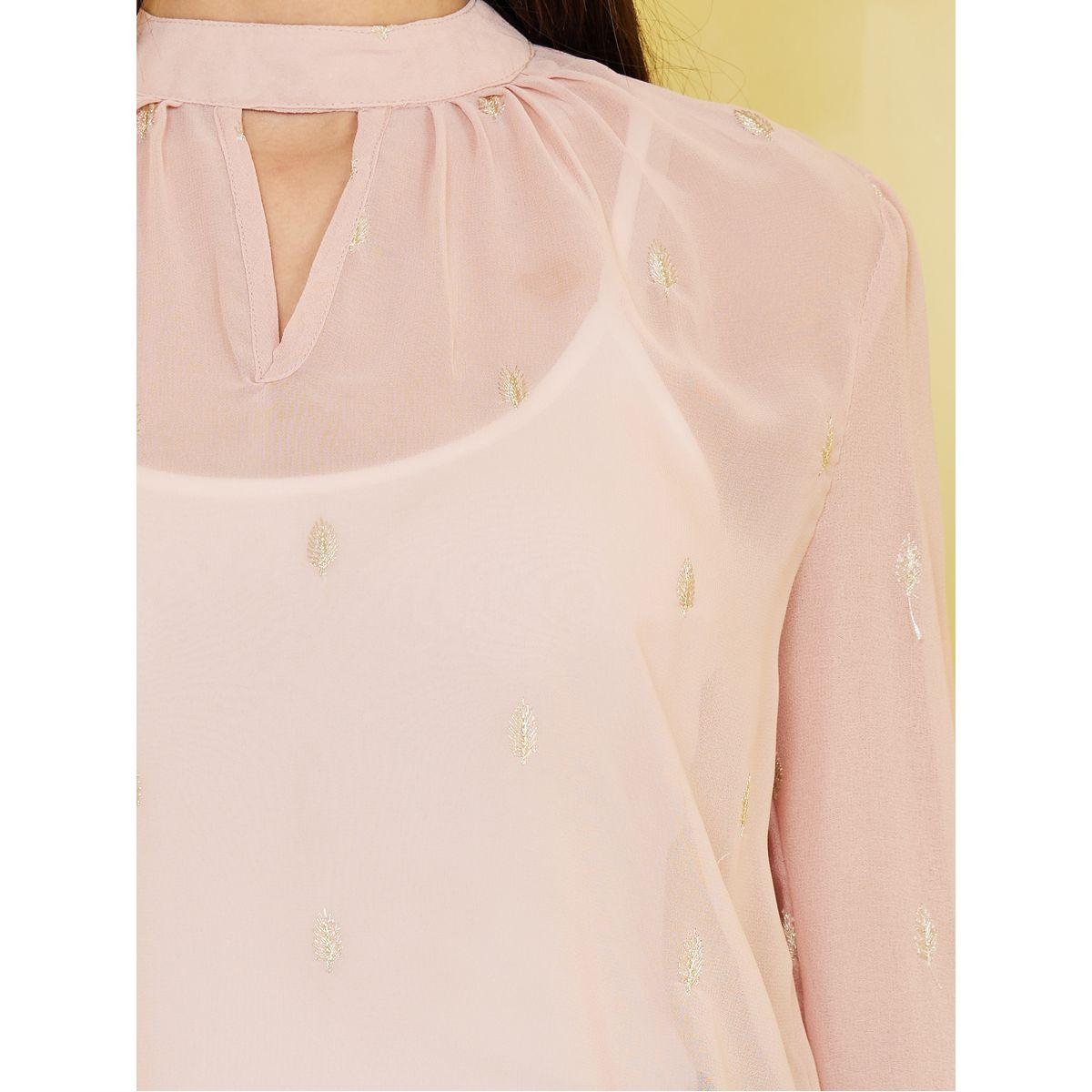 Styli Embroidered Detail Keyhole Neck Sheer Blouse-women-clothing-shirtsandblouses-blouses-image-4