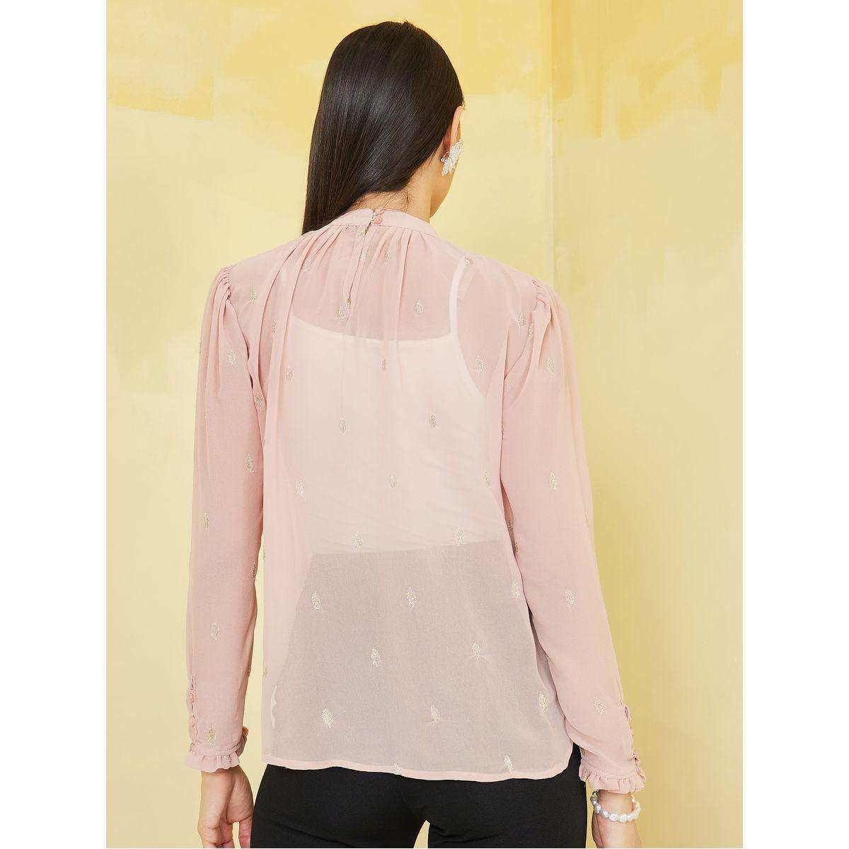 بلوزة كاجوال بياقة دائرية بشق-women-clothing-shirtsandblouses-blouses-image-5