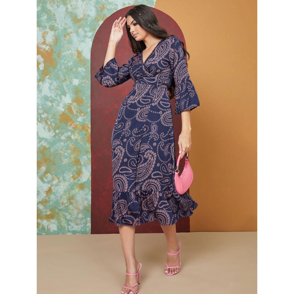 Styli Paisley Print Wrap Midi Dress-women-clothing-dresses-image-1