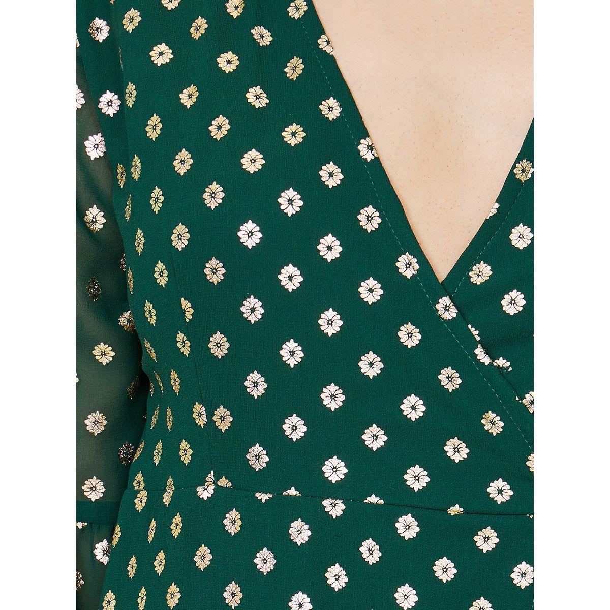 Styli Foil Print Flared Sleeves Wrap Midi Dress-women-clothing-dresses-image-3