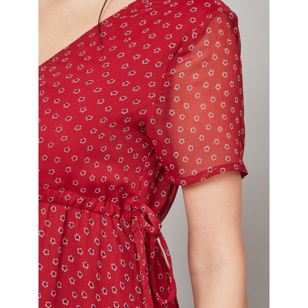 Styli Ditsy Print Tiered Maxi Dress with Drawstring Detail-women-clothing-dresses-image-3