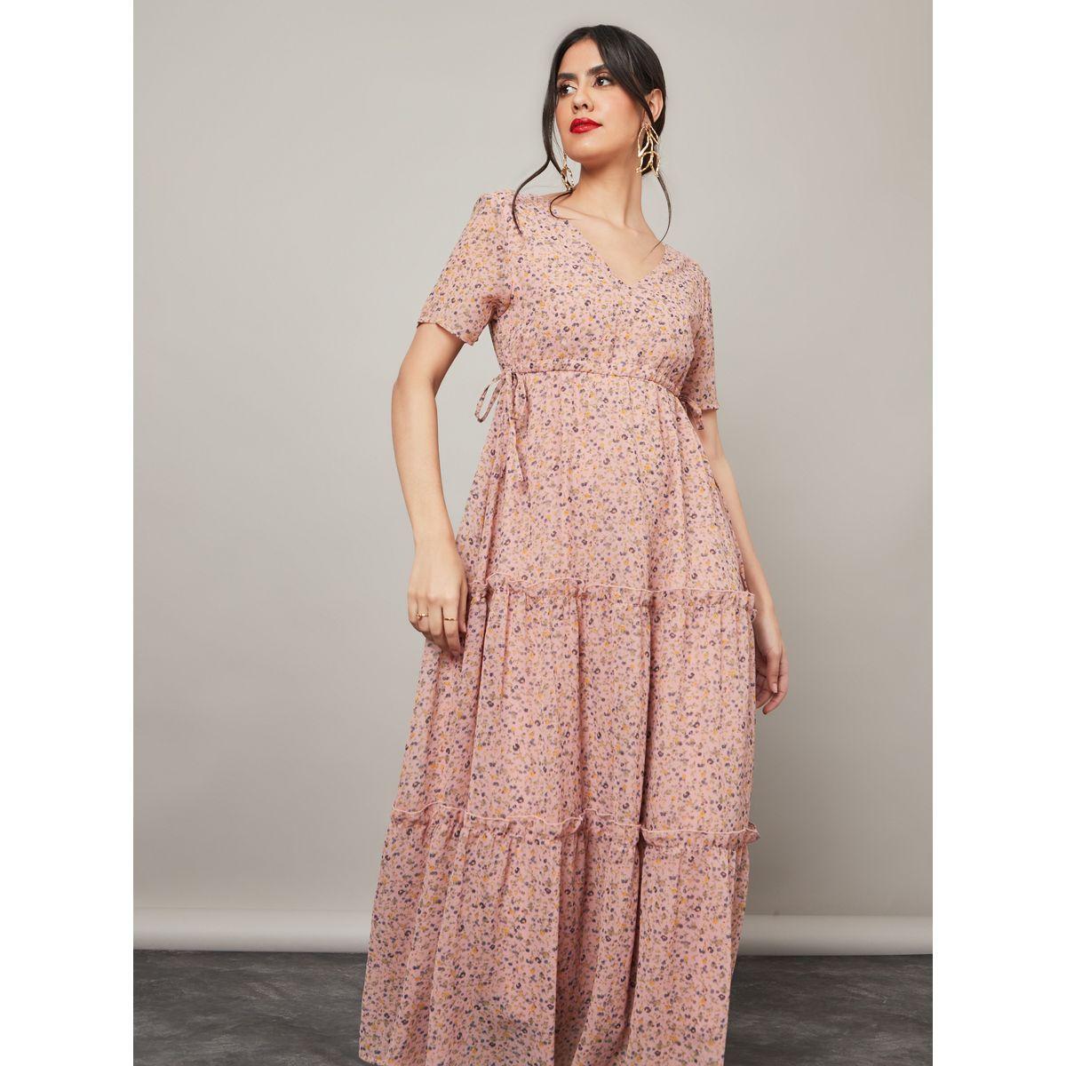 Styli Floral Print Tiered Maxi Dress with Drawstring Detail-women-clothing-dresses-image-2