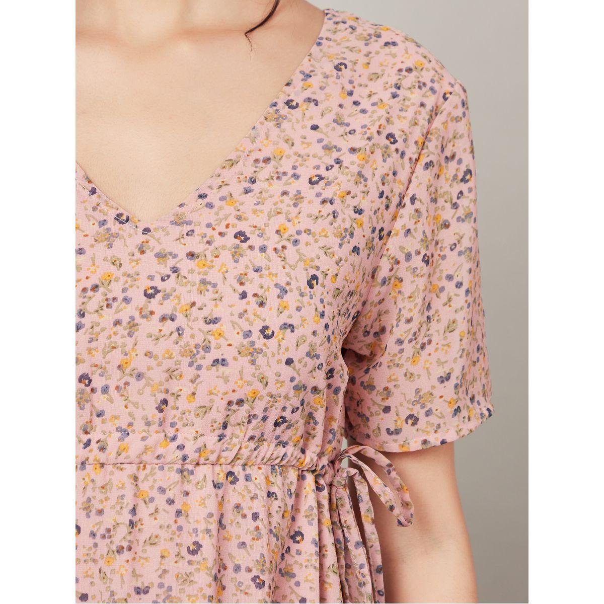 Styli Floral Print Tiered Maxi Dress with Drawstring Detail-women-clothing-dresses-image-3