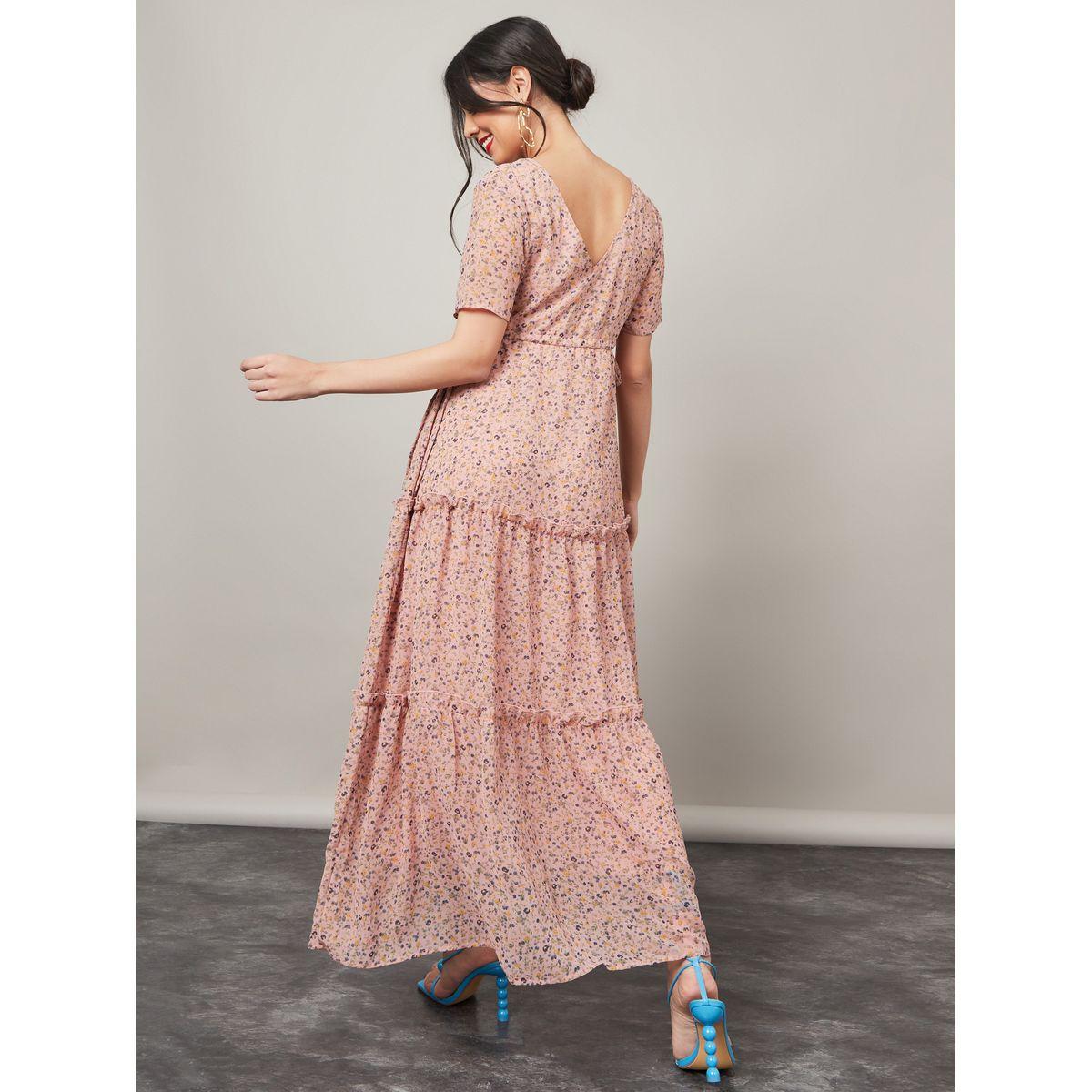 Styli Floral Print Tiered Maxi Dress with Drawstring Detail-women-clothing-dresses-image-4