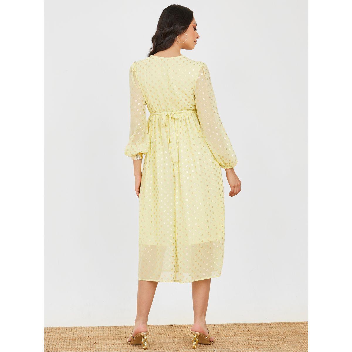 Styli Foil Print V Neck A-Line Midi Dress-women-clothing-dresses-image-4
