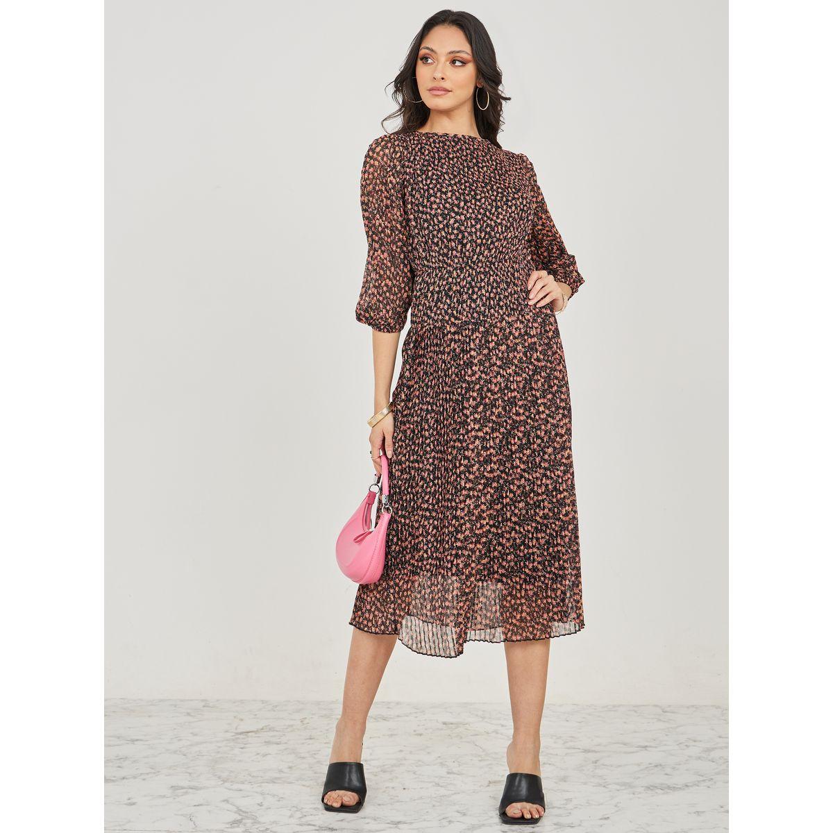 Styli Ditsy Print A-Line Midi Dress-women-clothing-dresses-image-2