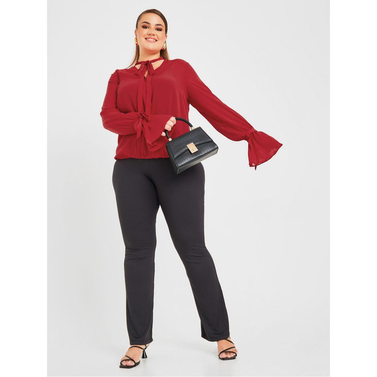 Styli Plus Tie Up Neck Blouse-women-clothing-shirtsandblouses-blouses-image-2