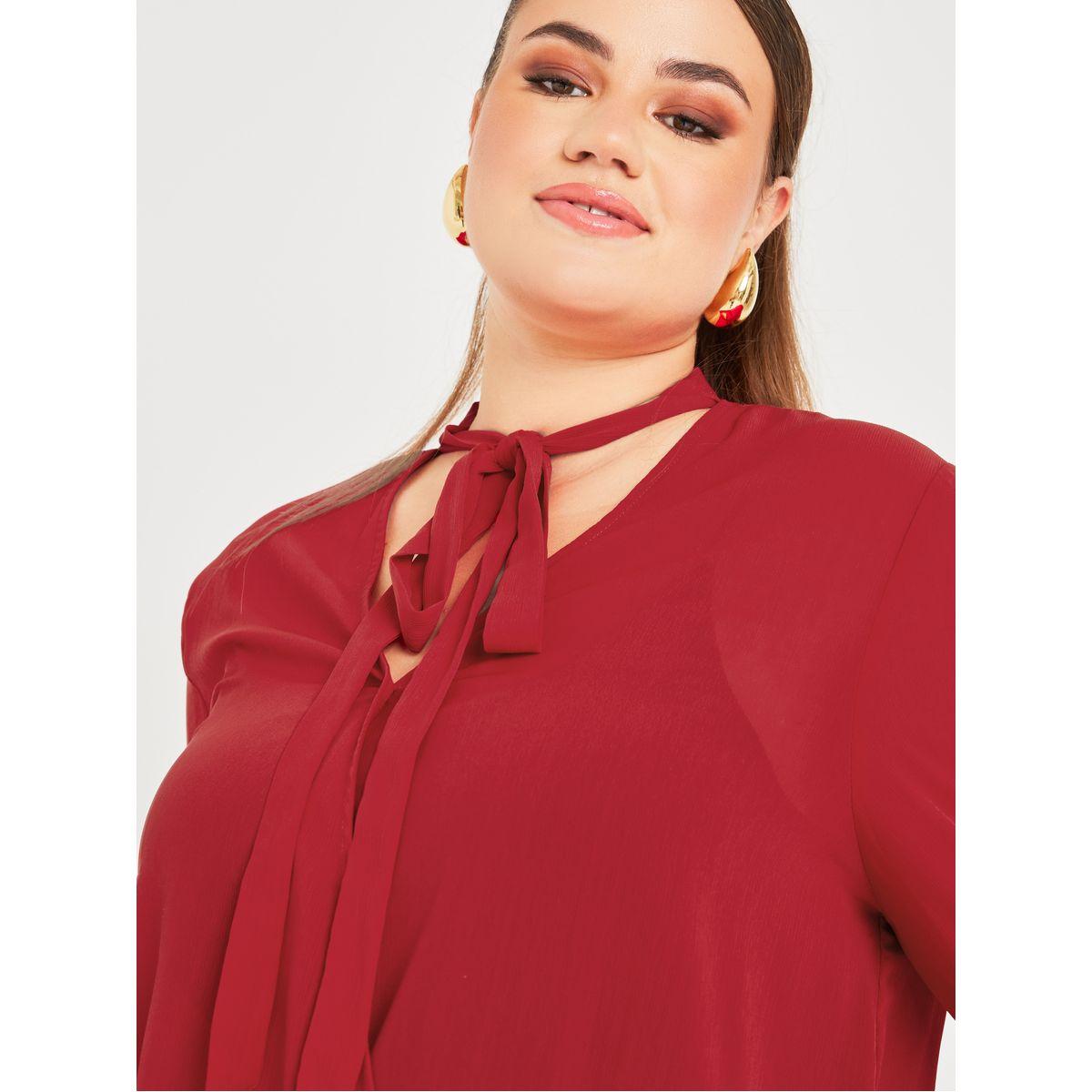 Styli Plus Tie Up Neck Blouse-women-clothing-shirtsandblouses-blouses-image-3