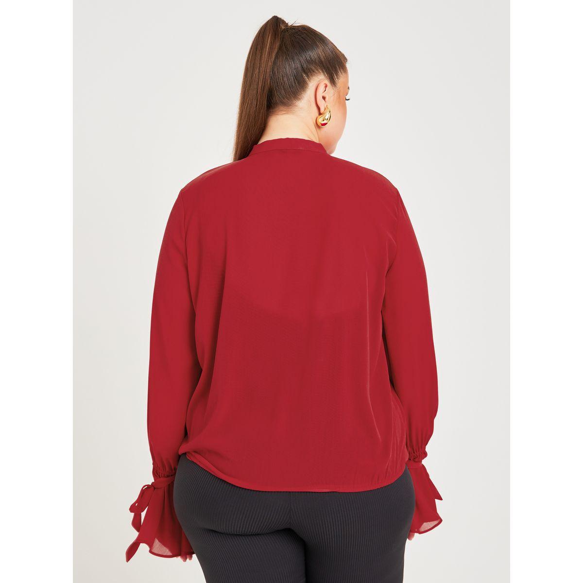 Styli Plus Tie Up Neck Blouse-women-clothing-shirtsandblouses-blouses-image-4