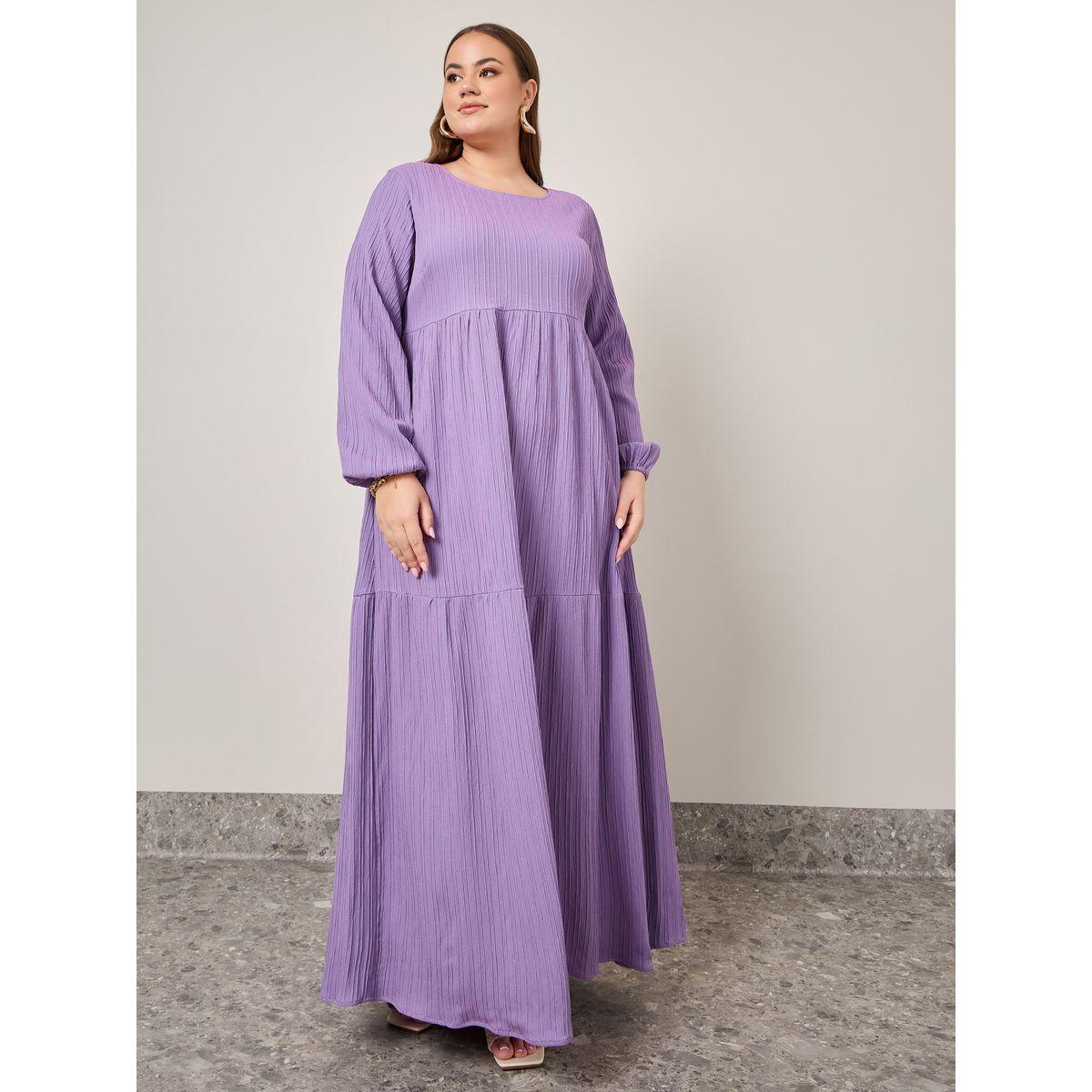 Styli Plus Textured Tiered Maxi Dress-women-clothing-dresses-image-1