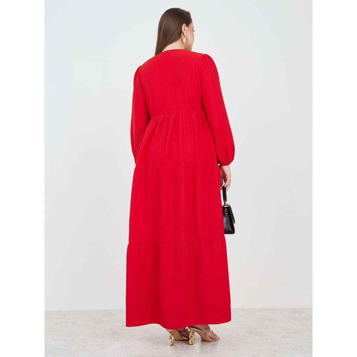 Styli Plus V Neck Tiered Maxi Dress-women-clothing-dresses-image-4