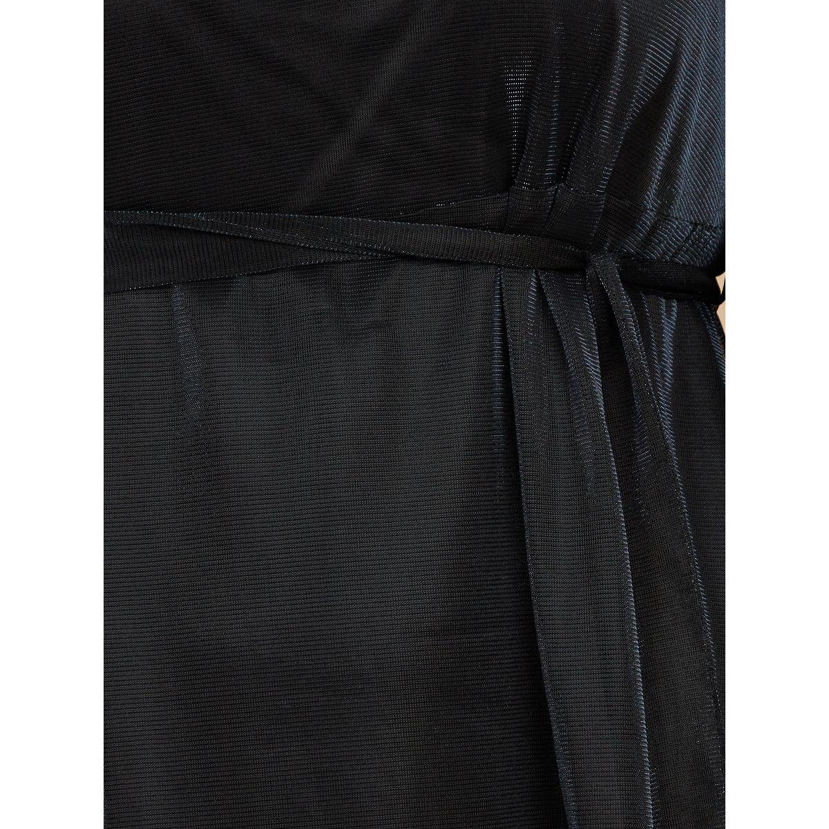 Styli Plus Striped Lurex A-Line Maxi Dress with Self Tie Belt-women-clothing-dresses-image-3