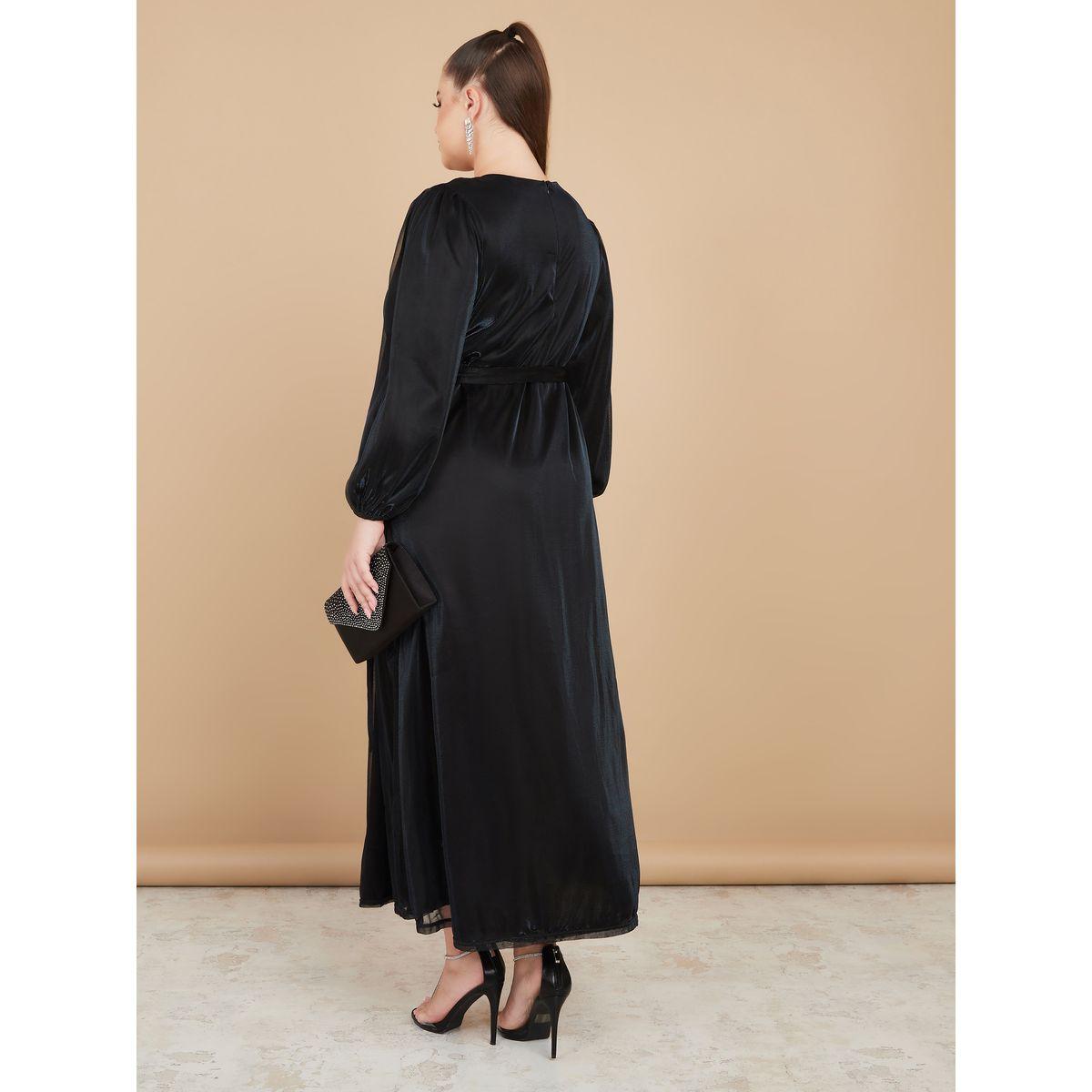 Styli Plus Striped Lurex A-Line Maxi Dress with Self Tie Belt-women-clothing-dresses-image-4