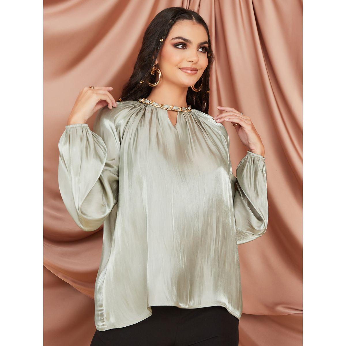 Styli Volume Sleeve Chain Detail Boxy Blouse-women-clothing-shirtsandblouses-blouses-image-3
