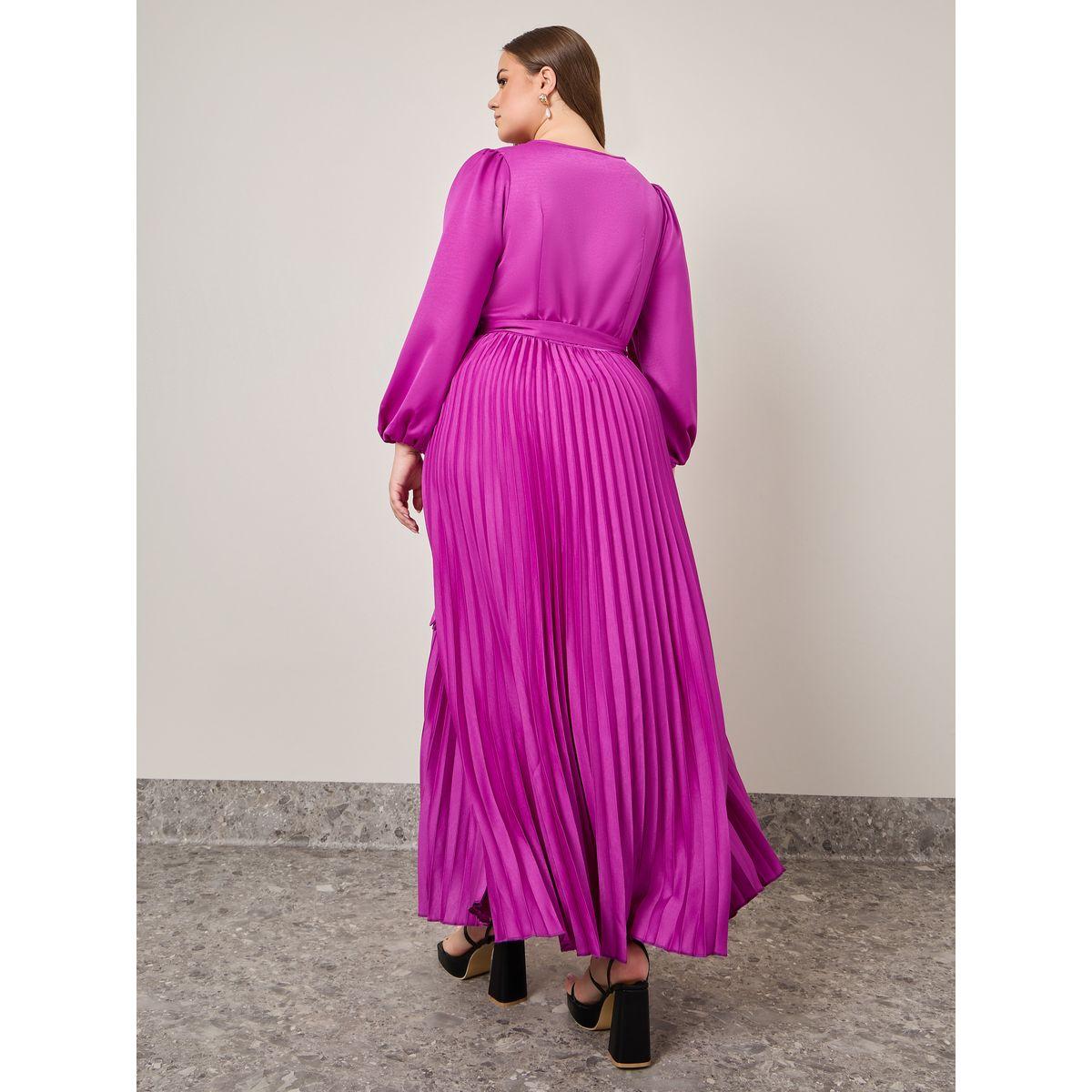 فستان طويل بكسرات ورباط خصر-women-clothing-dresses-image-4