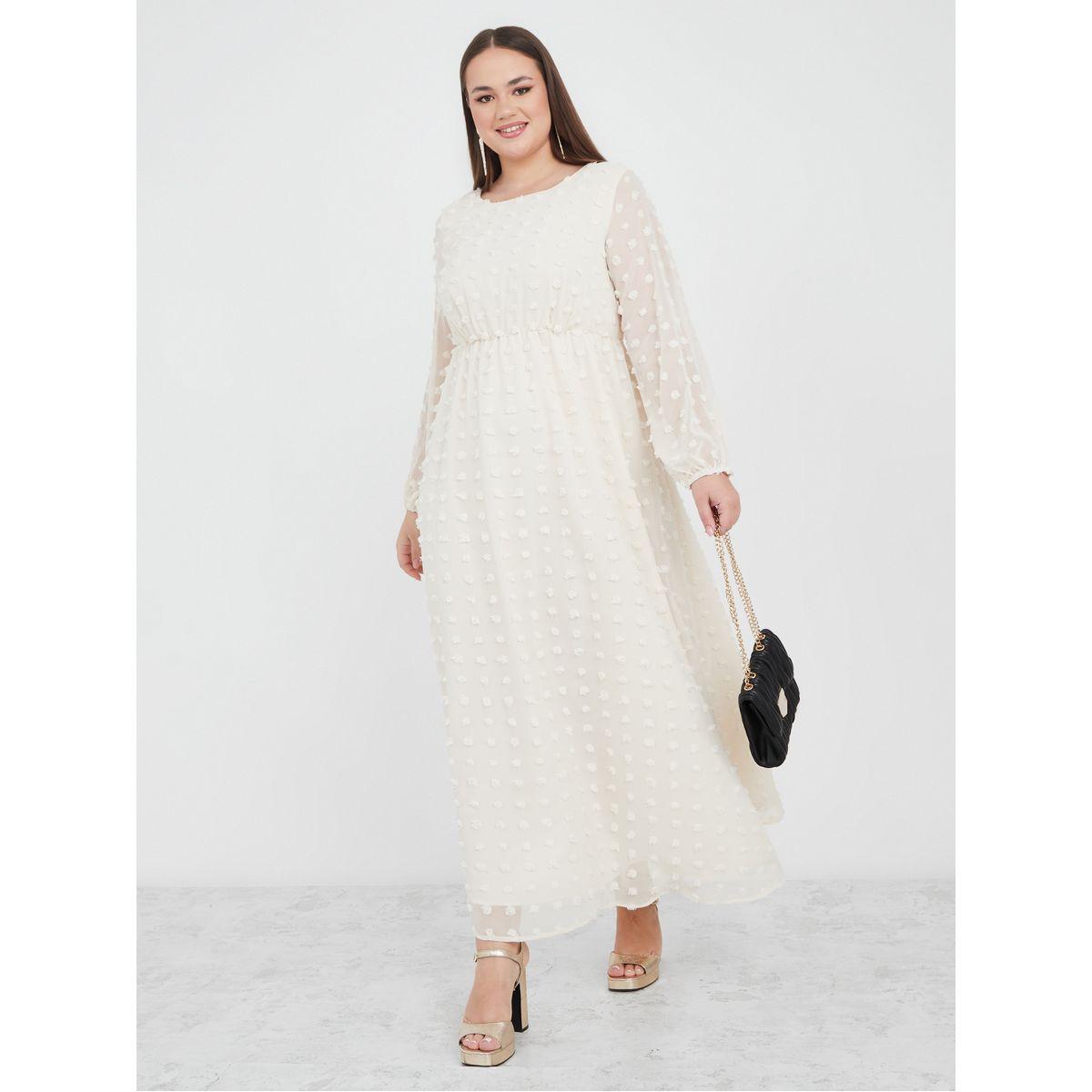 Styli Plus Dobby Georgette A-Line Maxi Dress-women-clothing-dresses-image-1