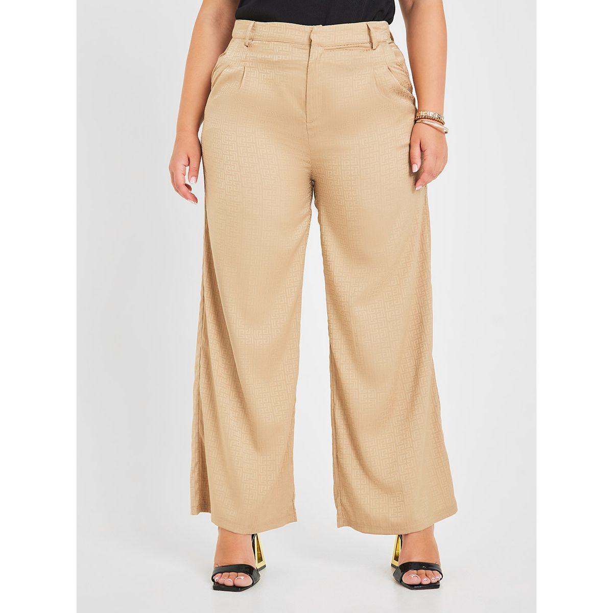 Styli Plus High Rise Jacquard Print Wide Leg Trouser-women-clothing-bottoms-trousers-image-1