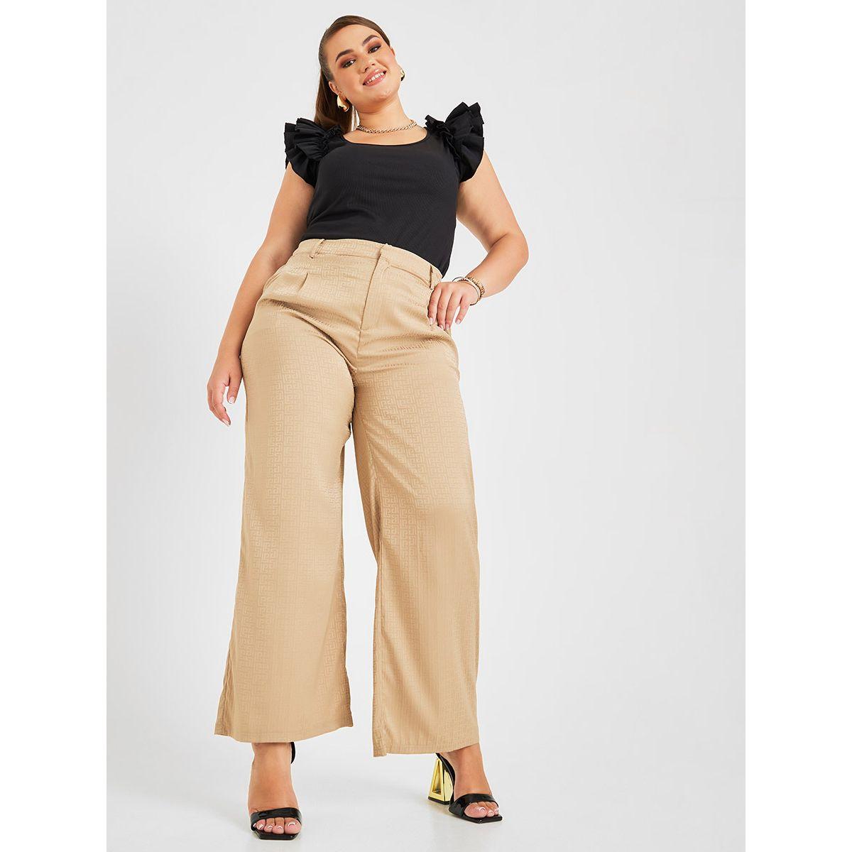 Styli Plus High Rise Jacquard Print Wide Leg Trouser-women-clothing-bottoms-trousers-image-2