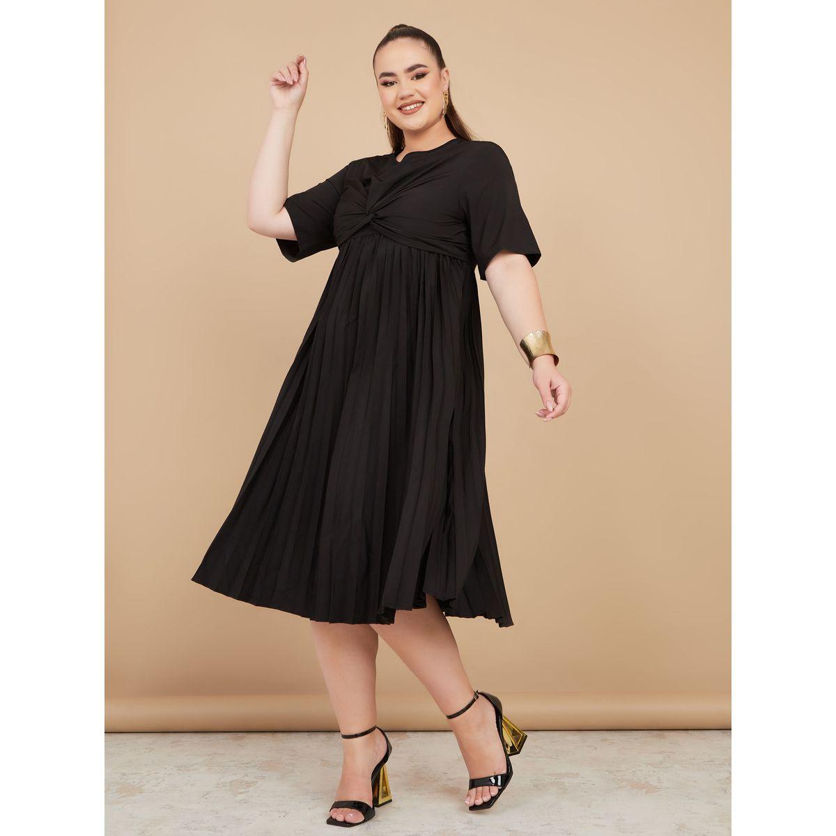 فستان ميدي مزين بكسرات-women-clothing-dresses-image-1
