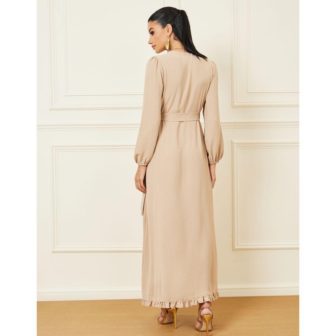 فستان طويل بنمط لف وكشكش-women-clothing-dresses-image-4