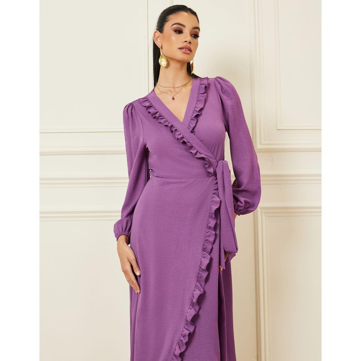 Styli Ruffle Trim Detail Wrap Maxi Dress-women-clothing-dresses-image-3