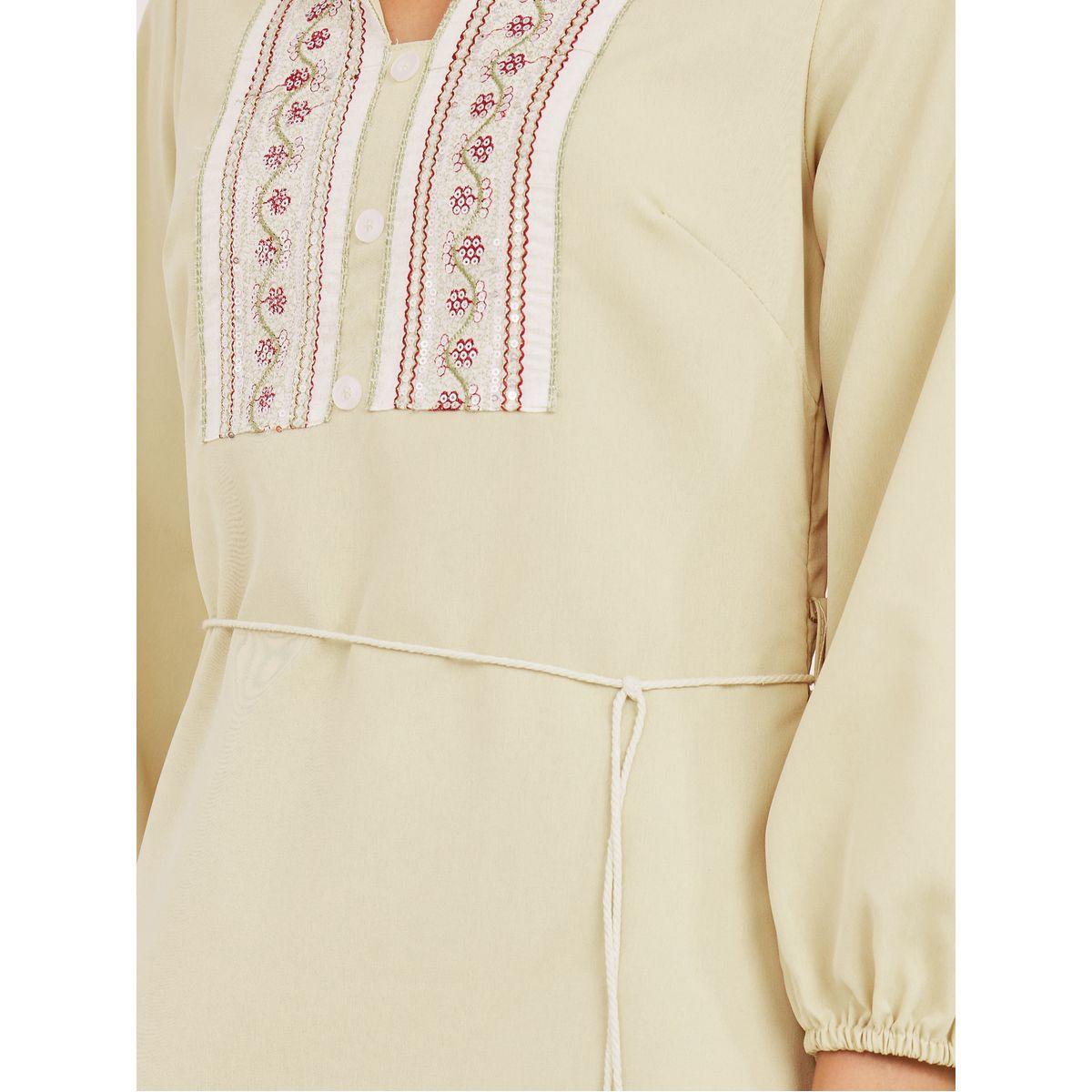 Styli Embroidered A-line Midi Dress with Self Tie Belt-women-clothing-dresses-image-3