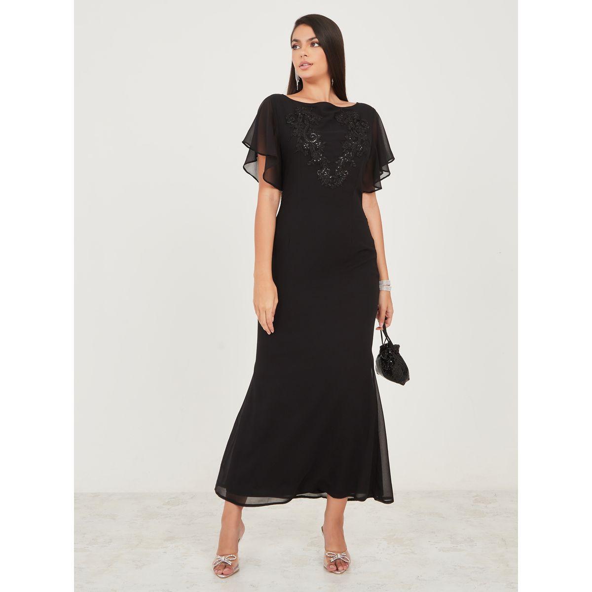 Styli Embroidered Sequin Detail Sheath Maxi Dress-women-clothing-dresses-image-1