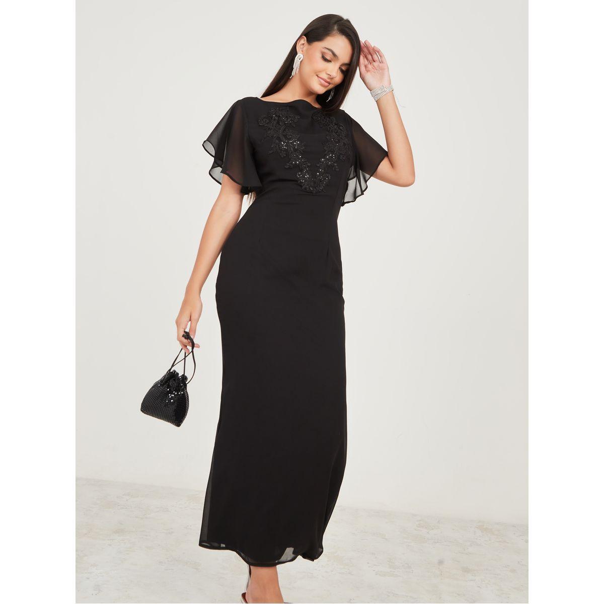 Styli Embroidered Sequin Detail Sheath Maxi Dress-women-clothing-dresses-image-2