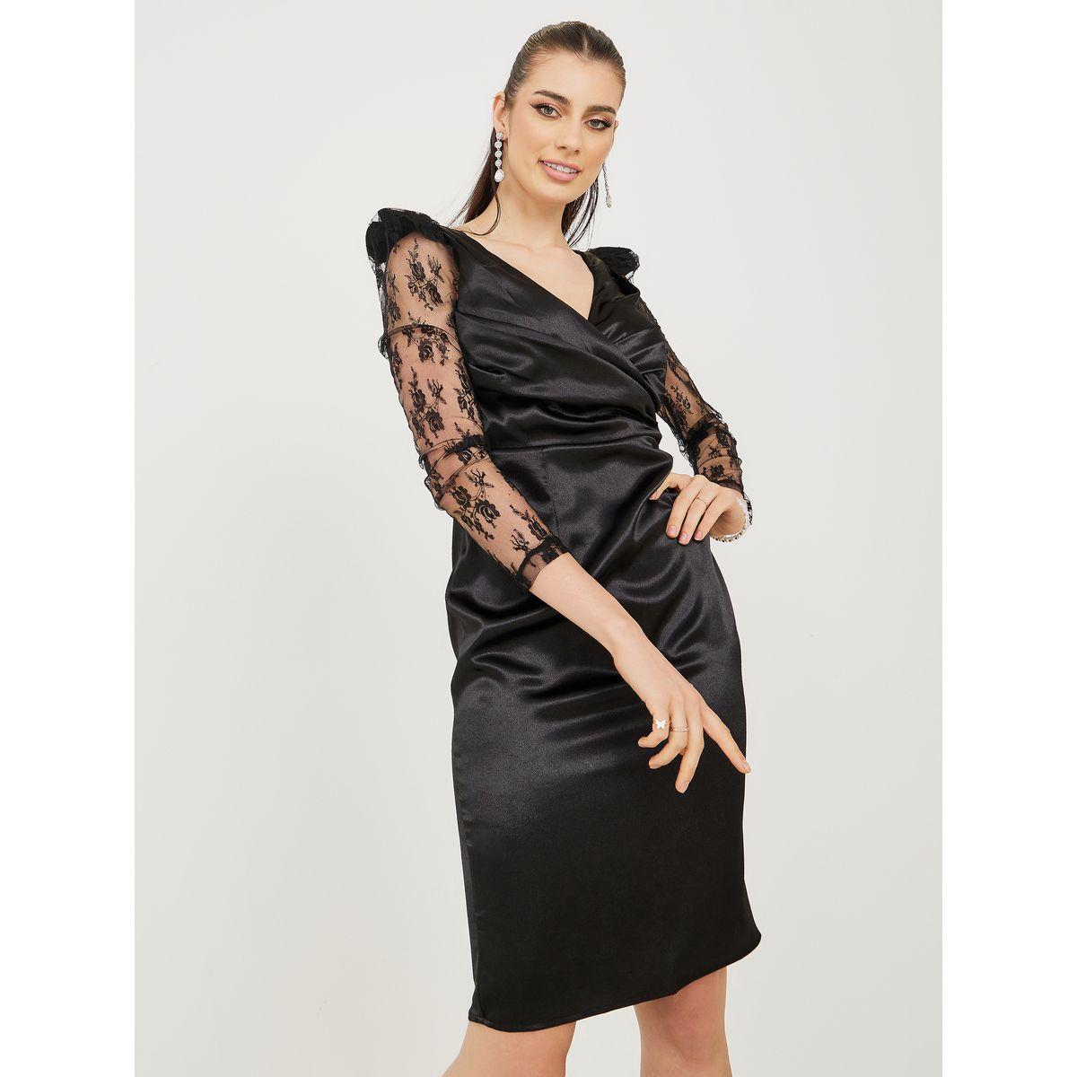 فستان بطول الركبة وتداخلات دانتيل-women-clothing-dresses-image-1