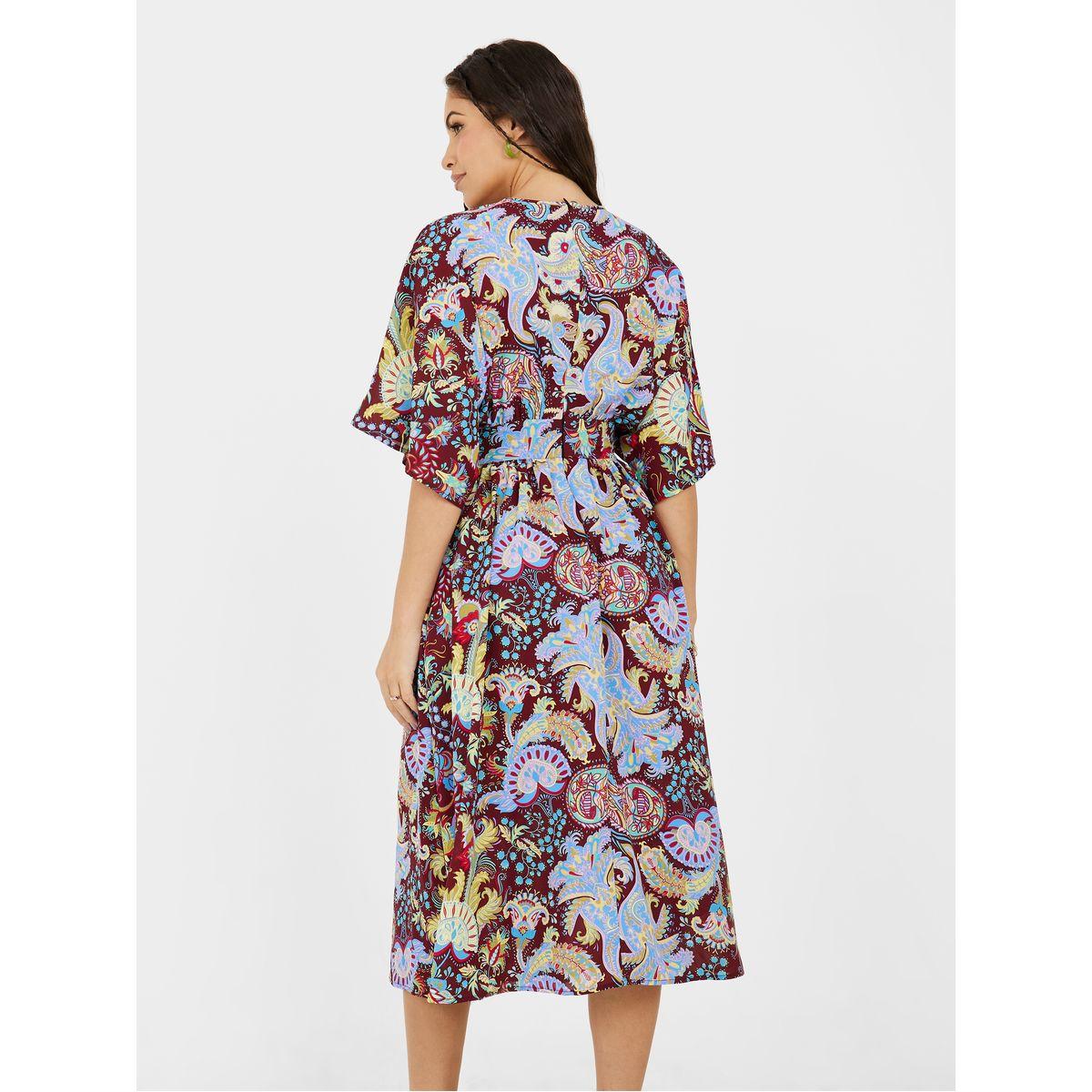 Styli Paisley Print V Neck Midi Dress-women-clothing-dresses-image-4