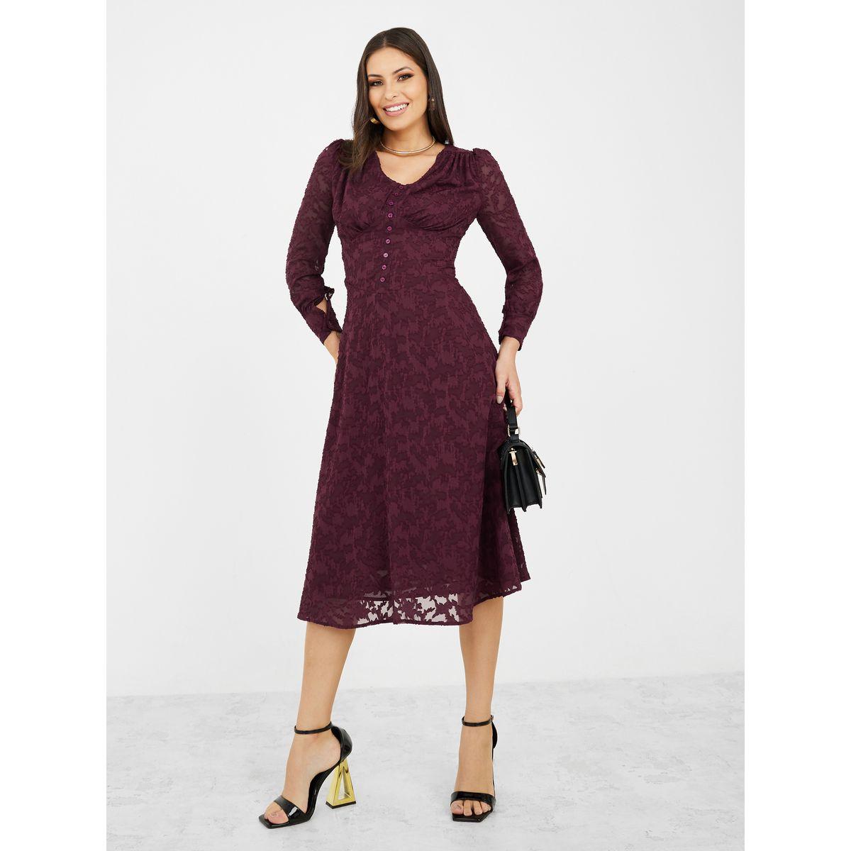 Styli Limited Jacquard Midi Dress with Corset Seam Waist Detail-women-clothing-dresses-image-2