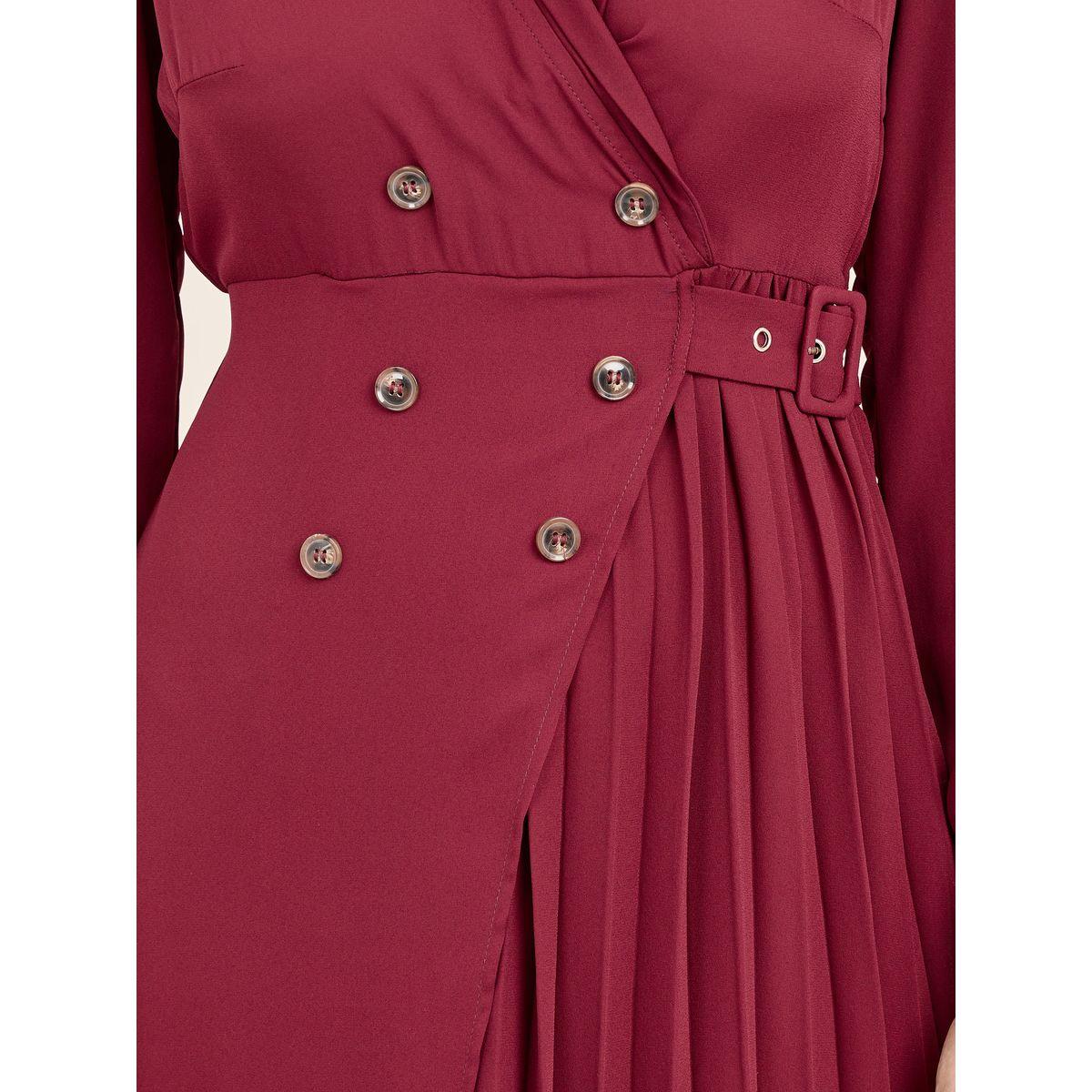 Styli Limited Pleated Button Detail Wrap Blazer Midi Dress-women-clothing-dresses-image-3