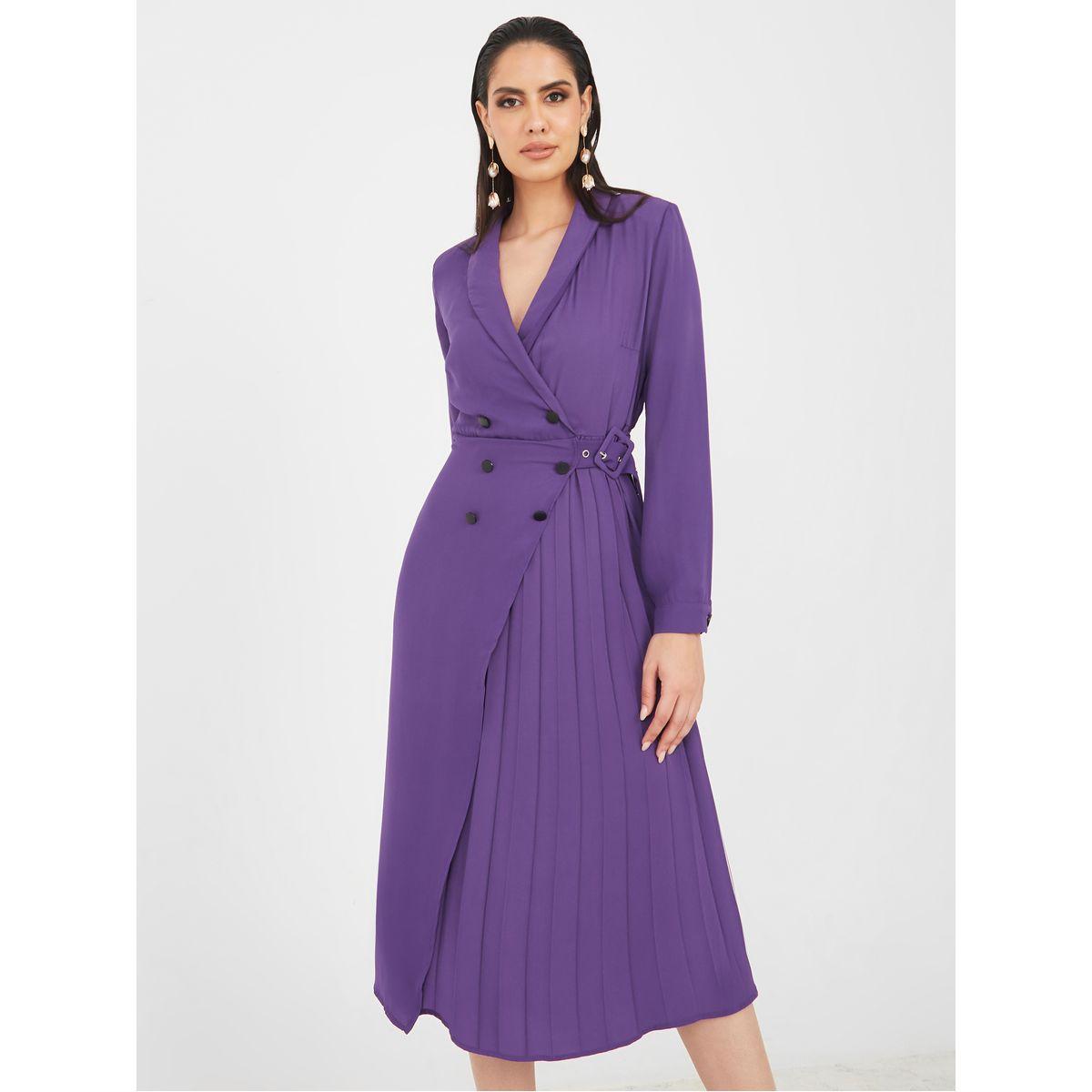 Styli Limited Pleated Assymetric Wrap Blazer Midi Dress-women-clothing-dresses-image-1