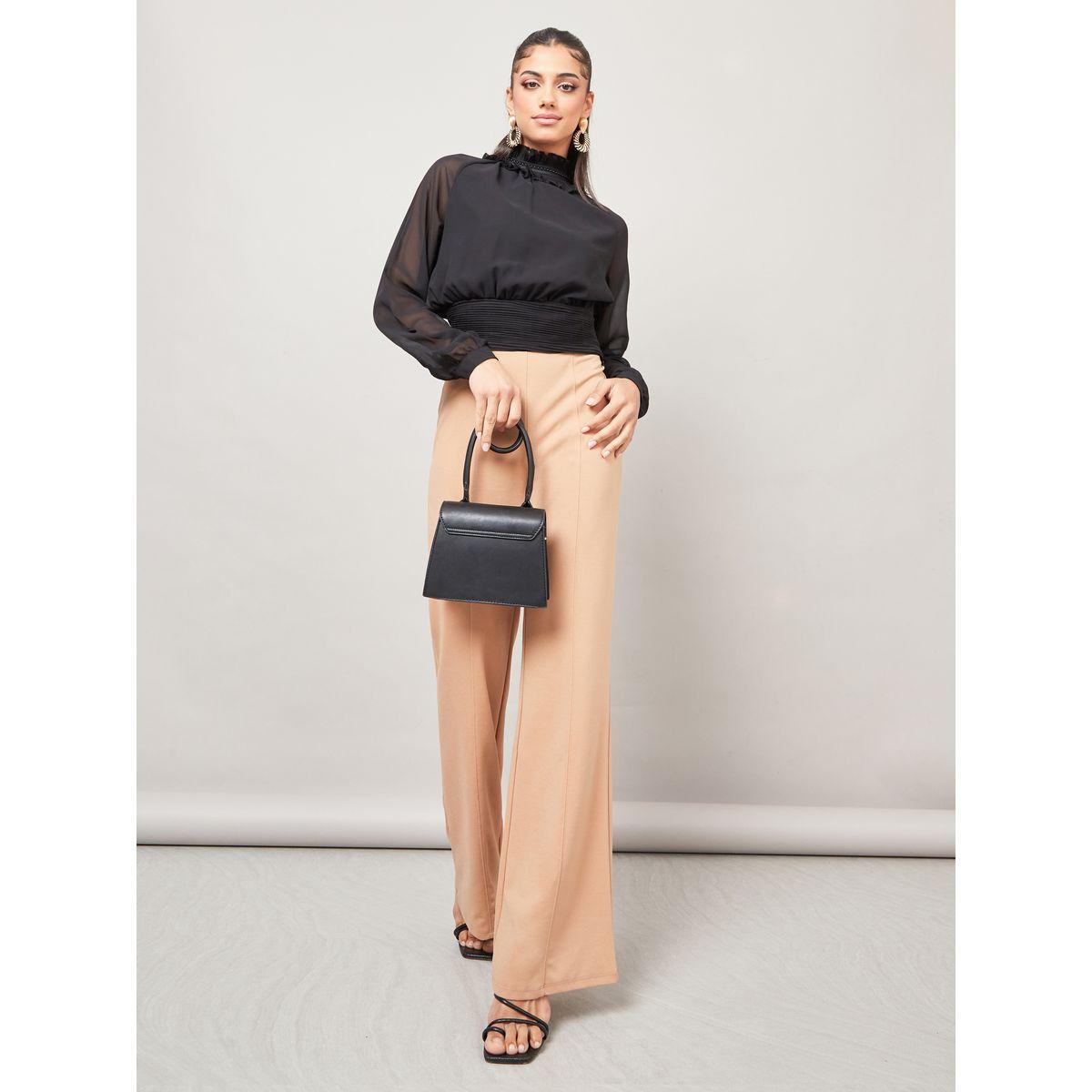 Styli High Neck Pleat Waistband Detail Blouse-women-clothing-shirtsandblouses-blouses-image-2