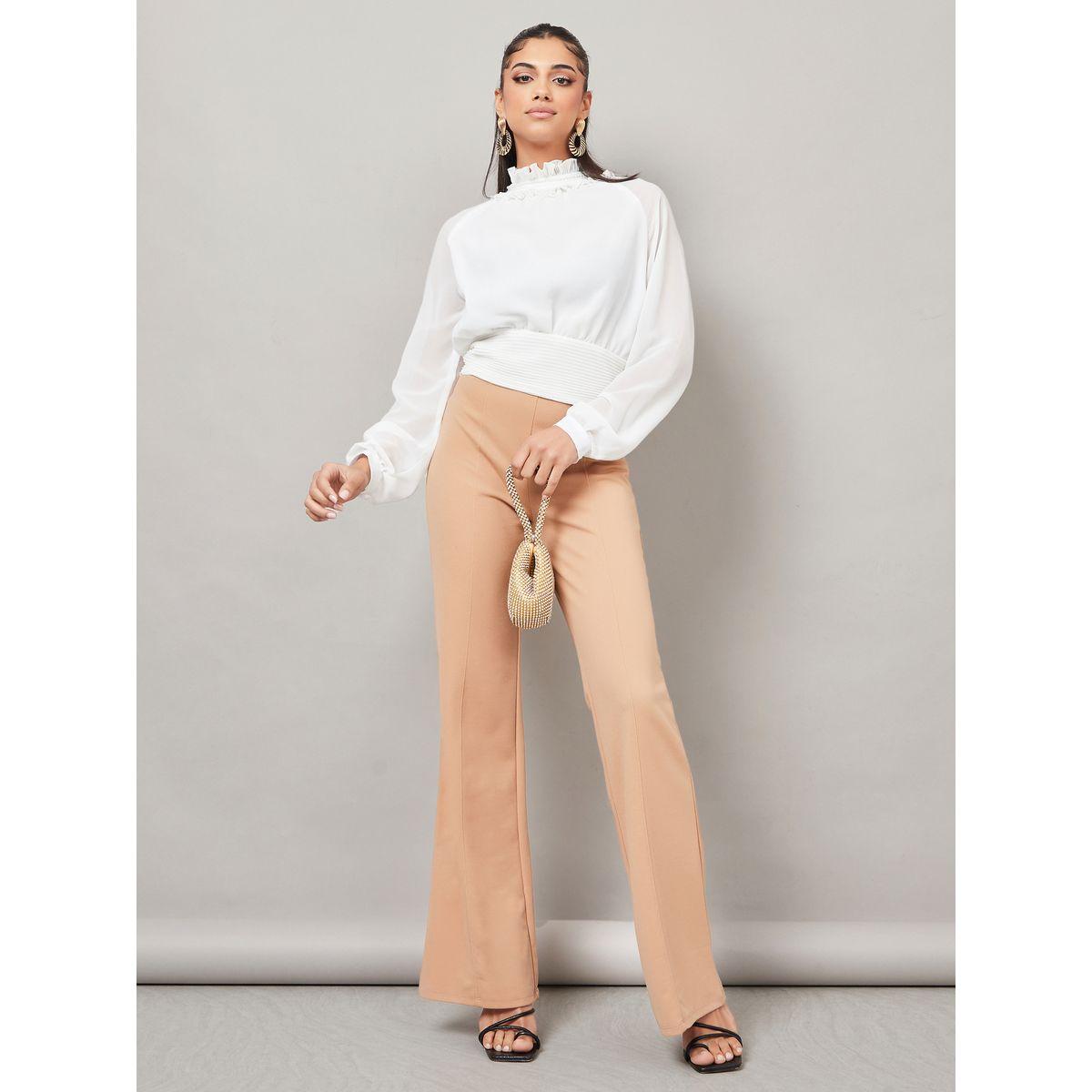 Styli High Neck Pleat Waistband Detail Blouse-women-clothing-shirtsandblouses-blouses-image-3