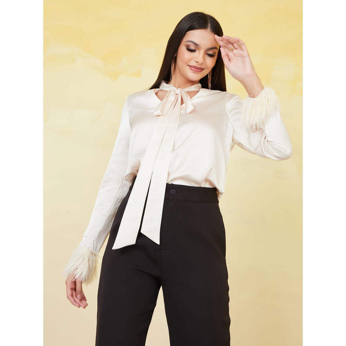 بلوزة بأكمام طويلة مزينة بفرو صناعي-women-clothing-shirtsandblouses-blouses-image-1
