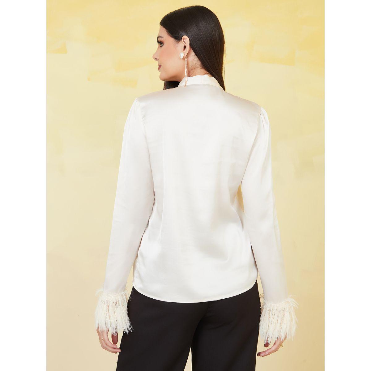 بلوزة بأكمام طويلة مزينة بفرو صناعي-women-clothing-shirtsandblouses-blouses-image-5