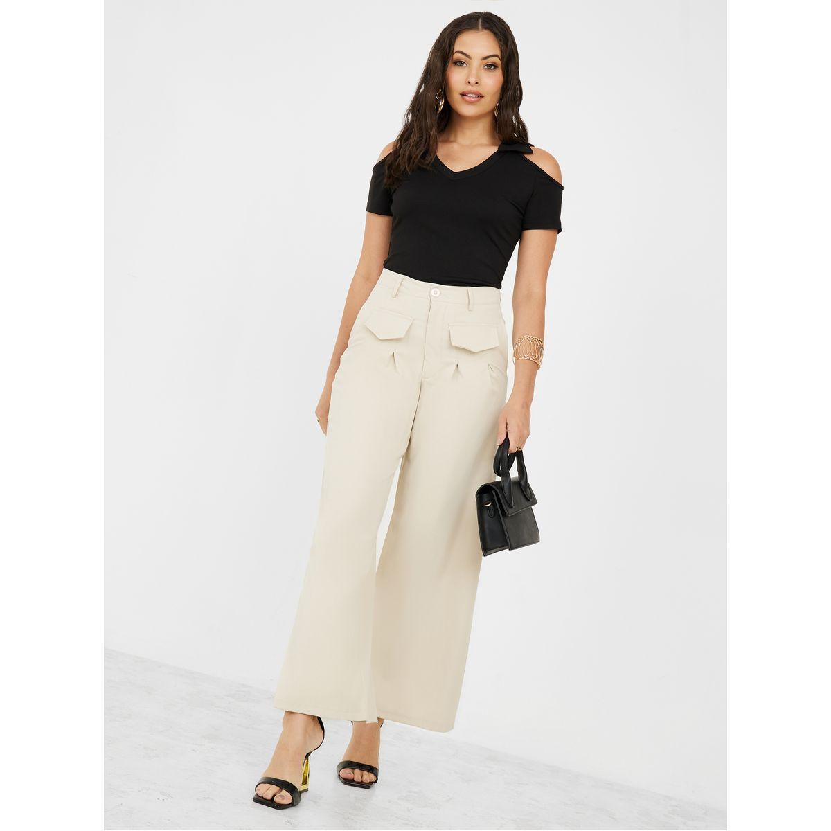 بنطال واسعة الأرجل بياقة عالية-women-clothing-bottoms-trousers-image-2