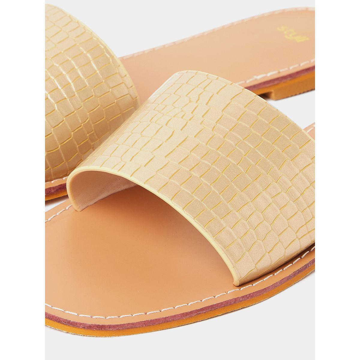Styli Croc Texture Single Band Flat Sandals-women-shoes-sandals-flats-image-5
