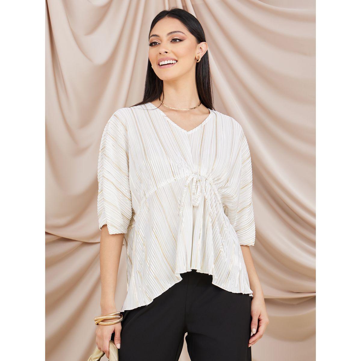 بلوزة بليسيه بخصر قابل للتعديل-women-clothing-shirtsandblouses-blouses-image-1
